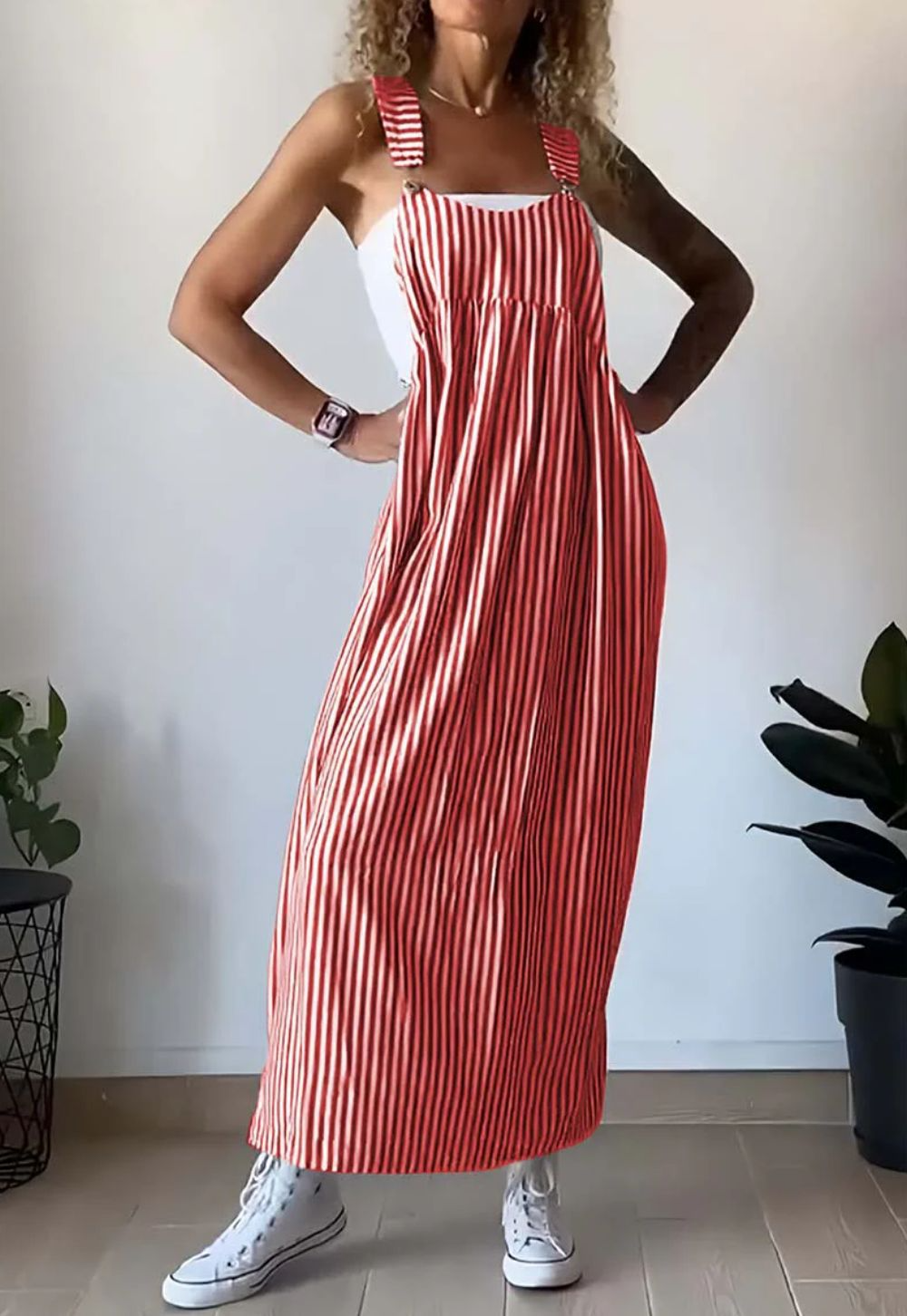 Sommer Jumpsuit Damen | Streifenmuster & Latzträger-Design
