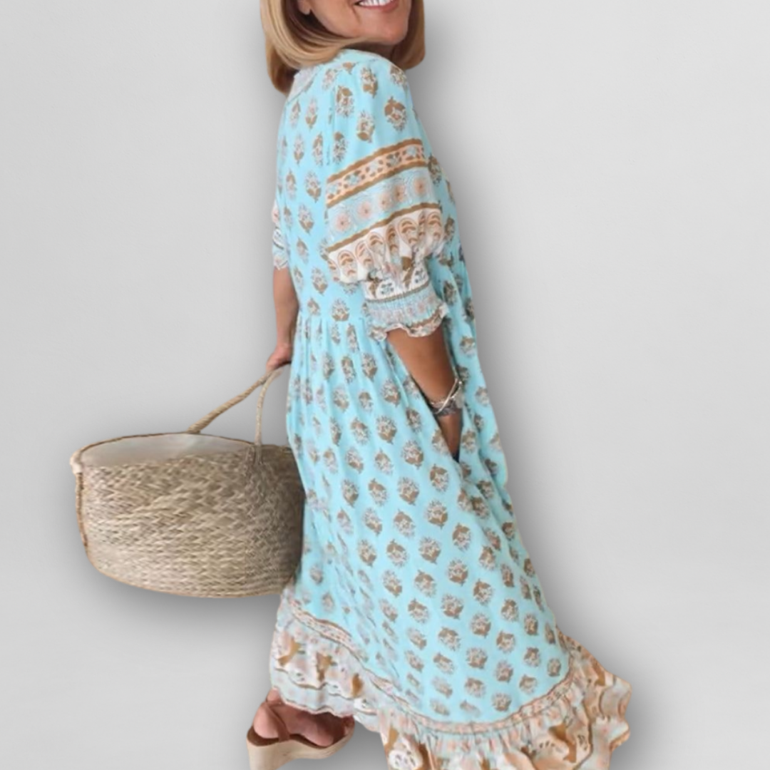 Sommerkleid Damen | Boho-Print & Fließende Maxi-Silhouette