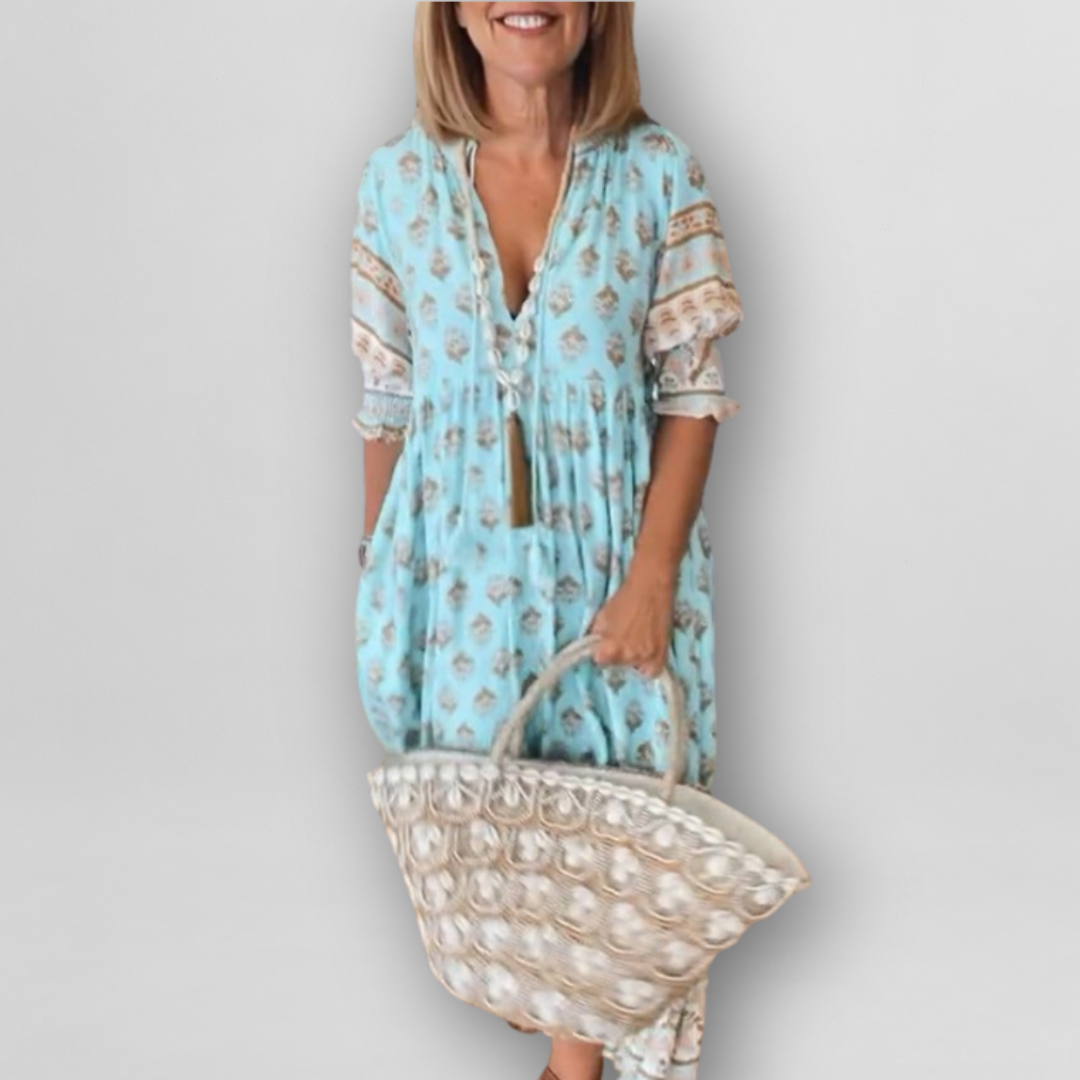 Sommerkleid Damen | Boho-Print & Fließende Maxi-Silhouette