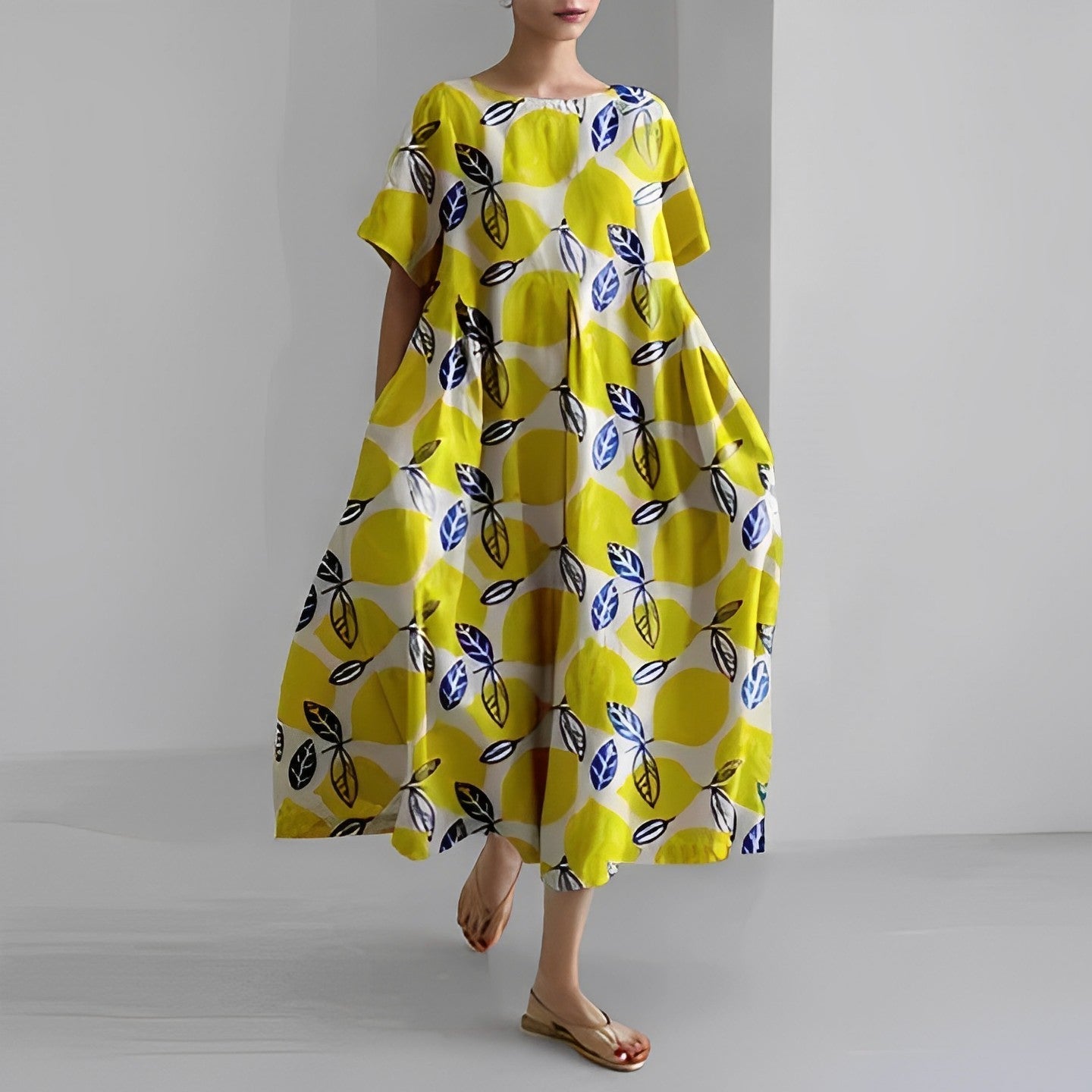 Sommerkleid Damen | Oversized Maxi mit Retro-Blumenprint