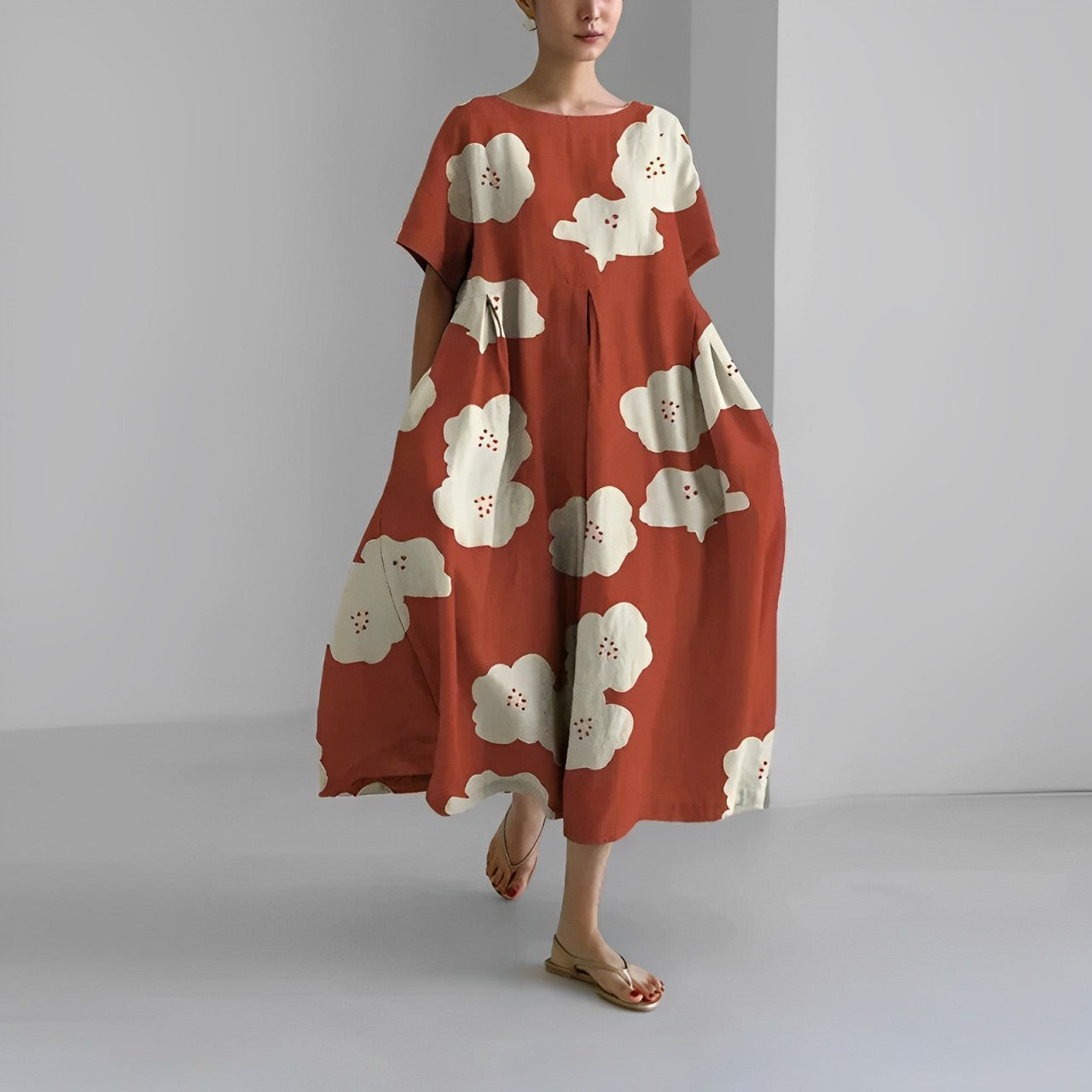 Sommerkleid Damen | Oversized Maxi mit Retro-Blumenprint