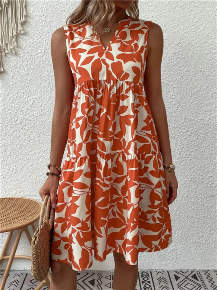 Sommerkleid Damen | Tropisches Blattprint-Design