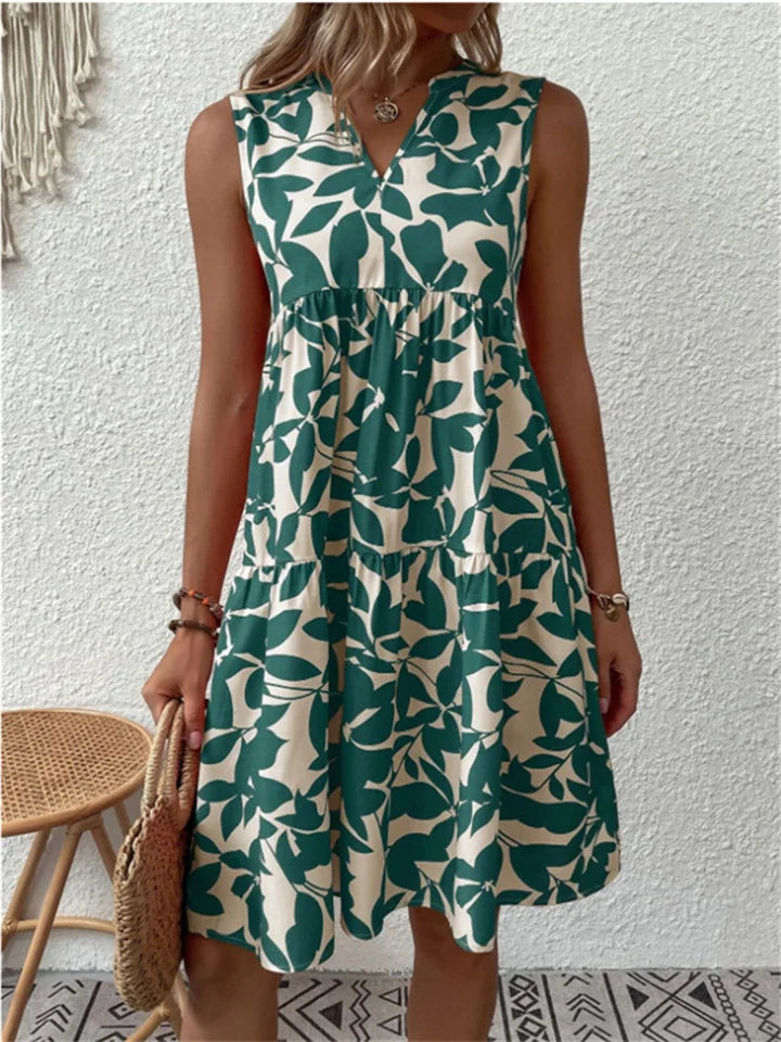 Sommerkleid Damen | Tropisches Blattprint-Design