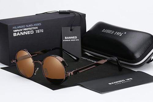 Sonnenbrille Retro Runde Herren | Polarisiert & Steampunk Design