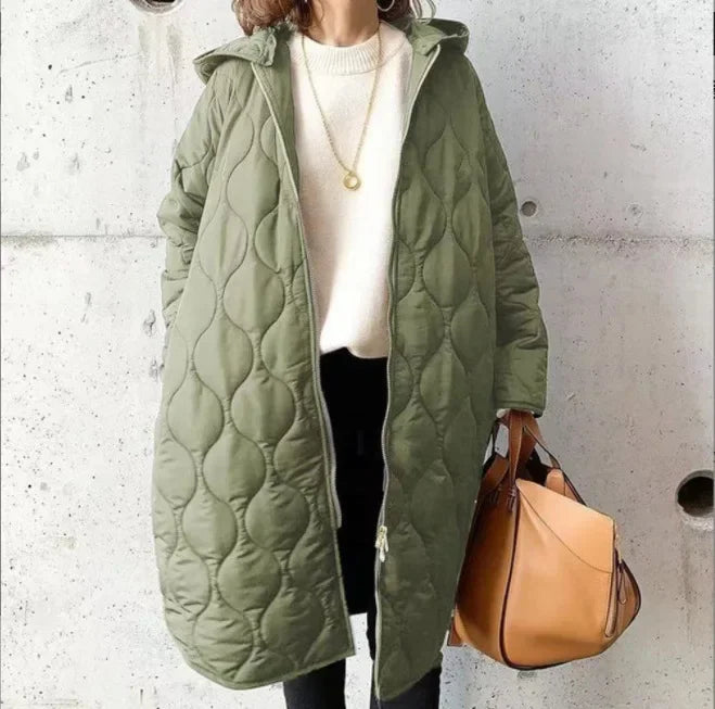 Steppjacke Damen Longline | Kapuze & Wärmedesign