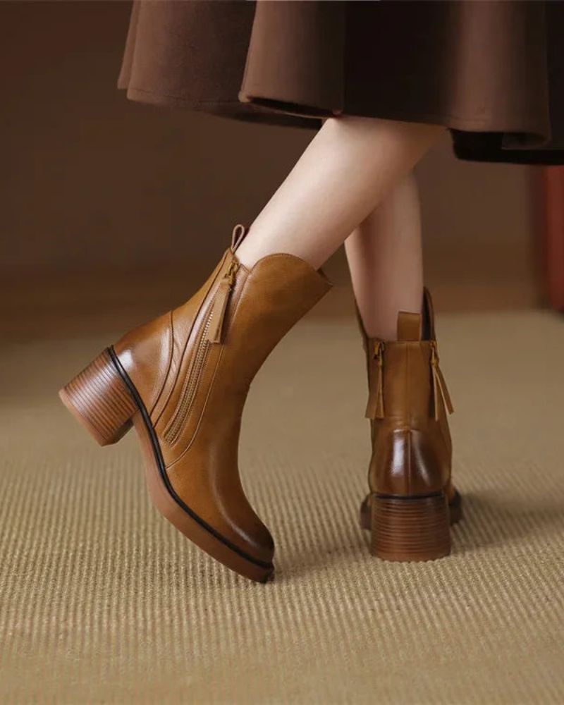 Stiefeletten Damen | Blockabsatz & Reißverschluss
