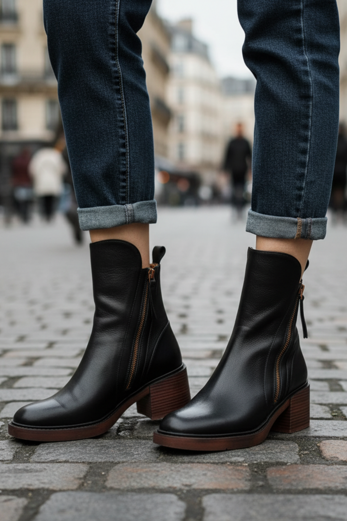 Stiefeletten Damen | Blockabsatz & Reißverschluss