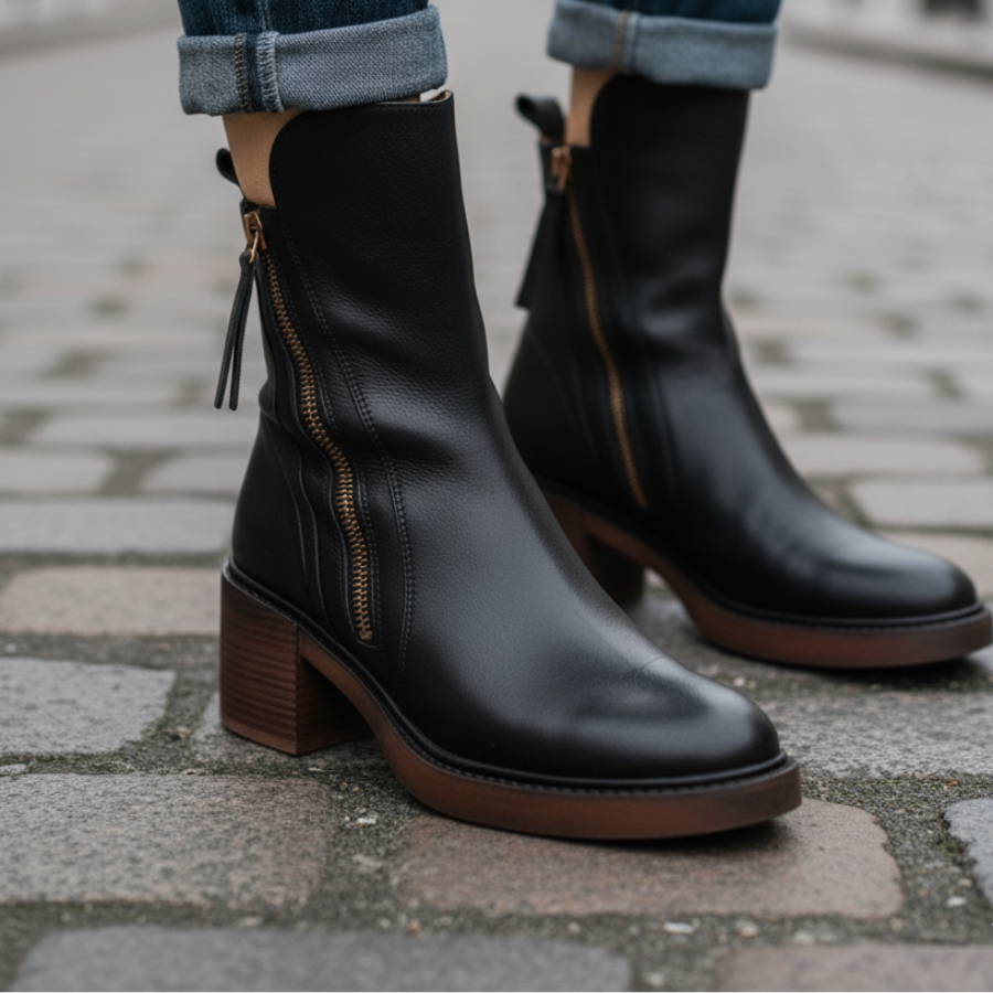 Stiefeletten Damen | Blockabsatz & Reißverschluss