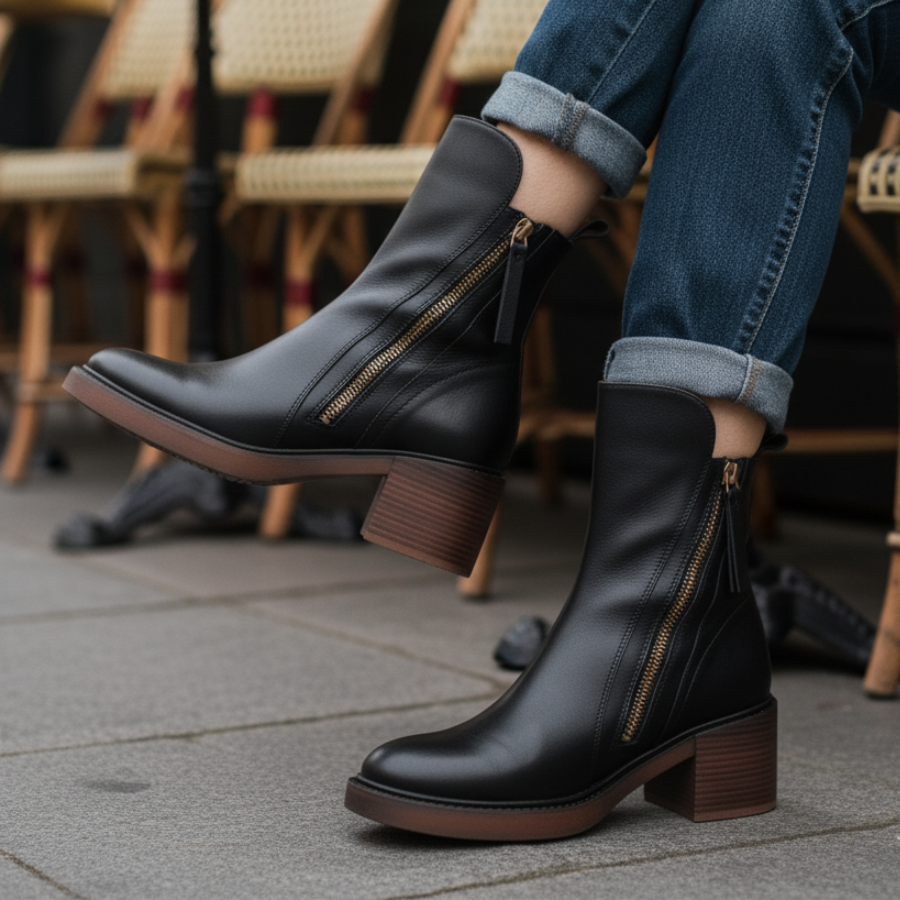 Stiefeletten Damen | Blockabsatz & Reißverschluss