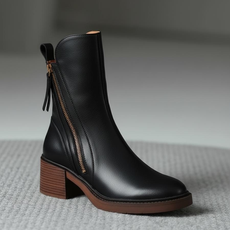 Stiefeletten Damen | Blockabsatz & Reißverschluss