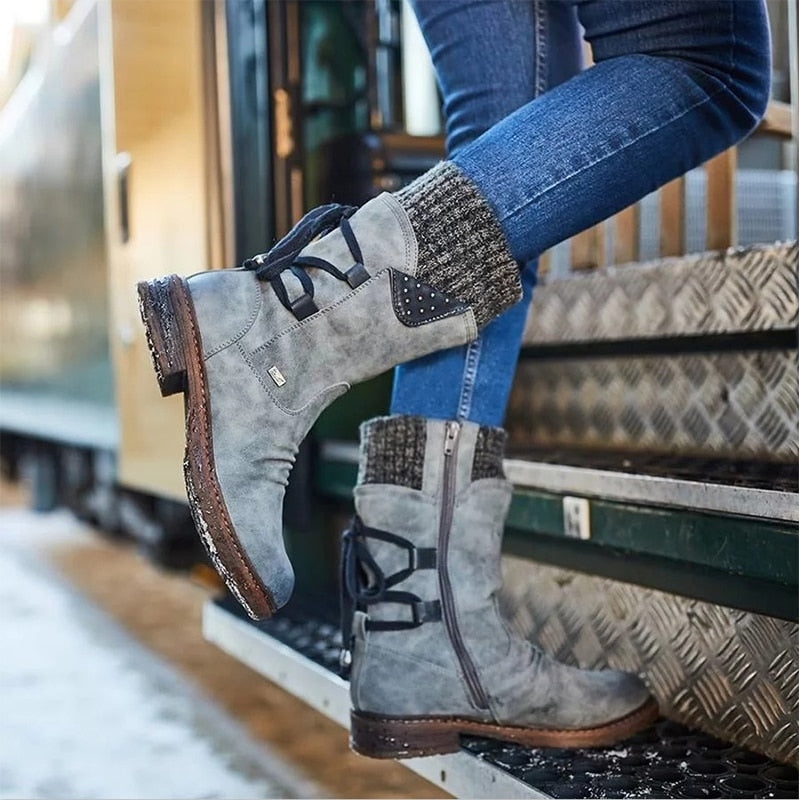 Stiefeletten Damen | Floral & Schnallen-Design