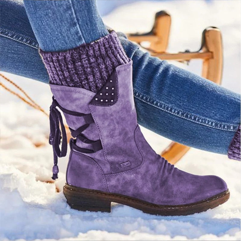 Stiefeletten Damen | Floral & Schnallen-Design