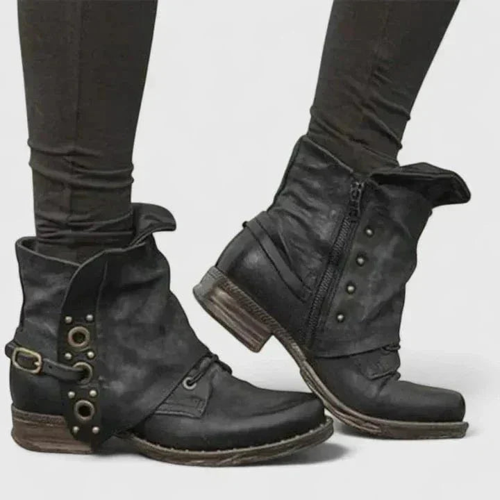 Stiefeletten Damen | Vintage-Look mit Schnallendetail