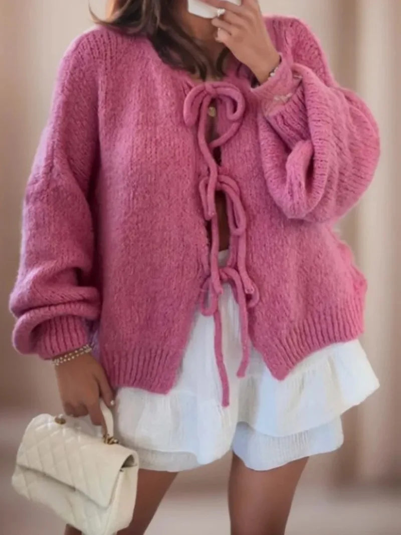 Strickcardigan Damen | Schleifen & Wärmend