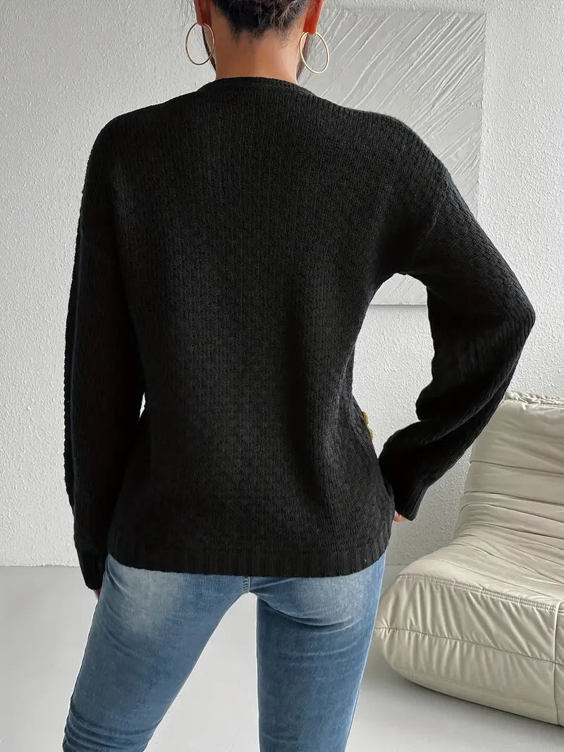 Strickjacke Damen Offene Front | Blumen-Applikation 2