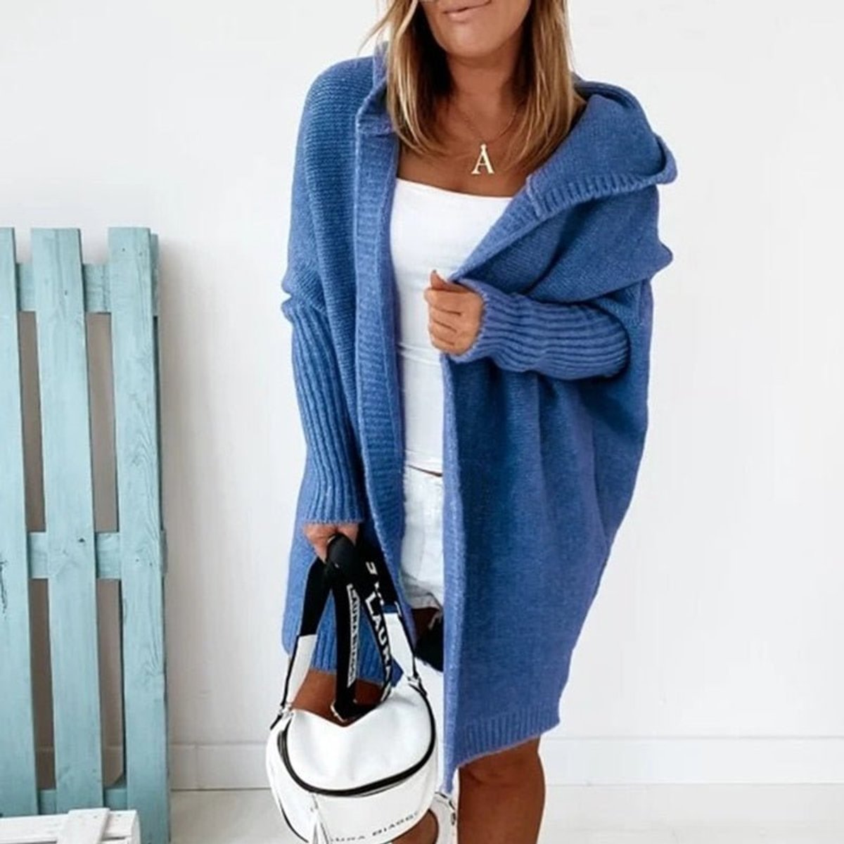 Strickjacke Damen | Oversized Kapuzencardigan mit Kapuze