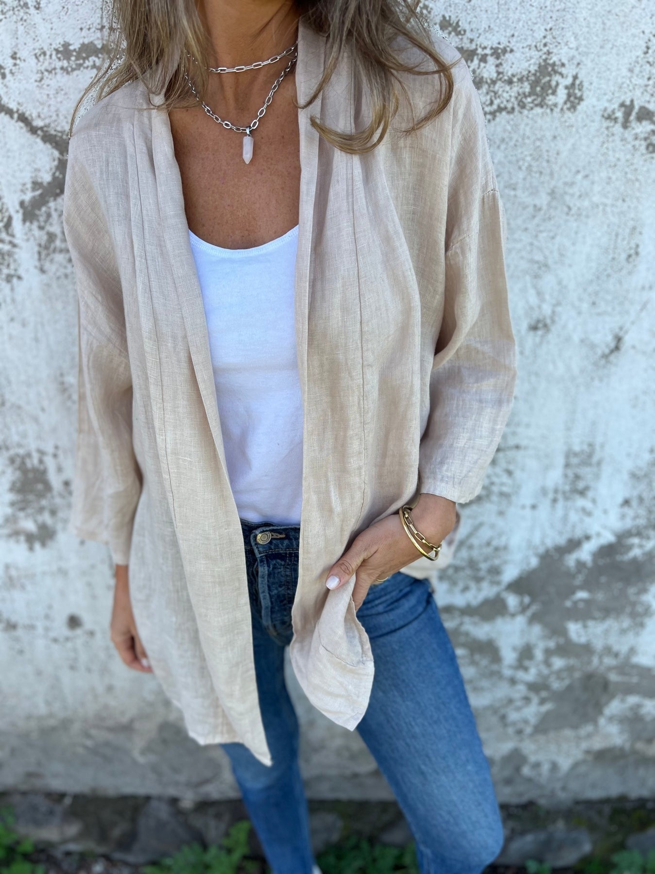 Strickjacke aus Leinen mit Rüschen 5