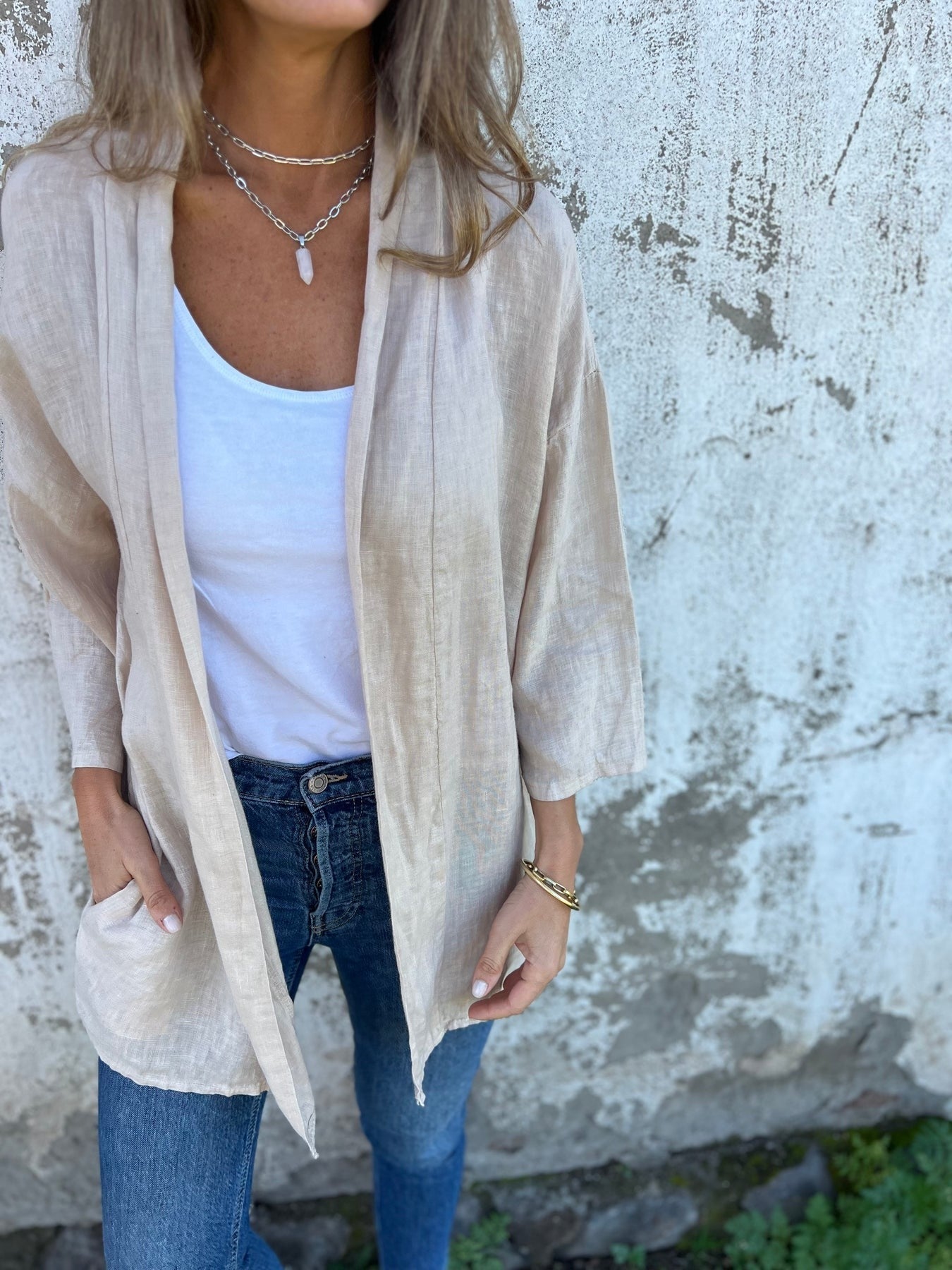 Strickjacke aus Leinen mit Rüschen 6