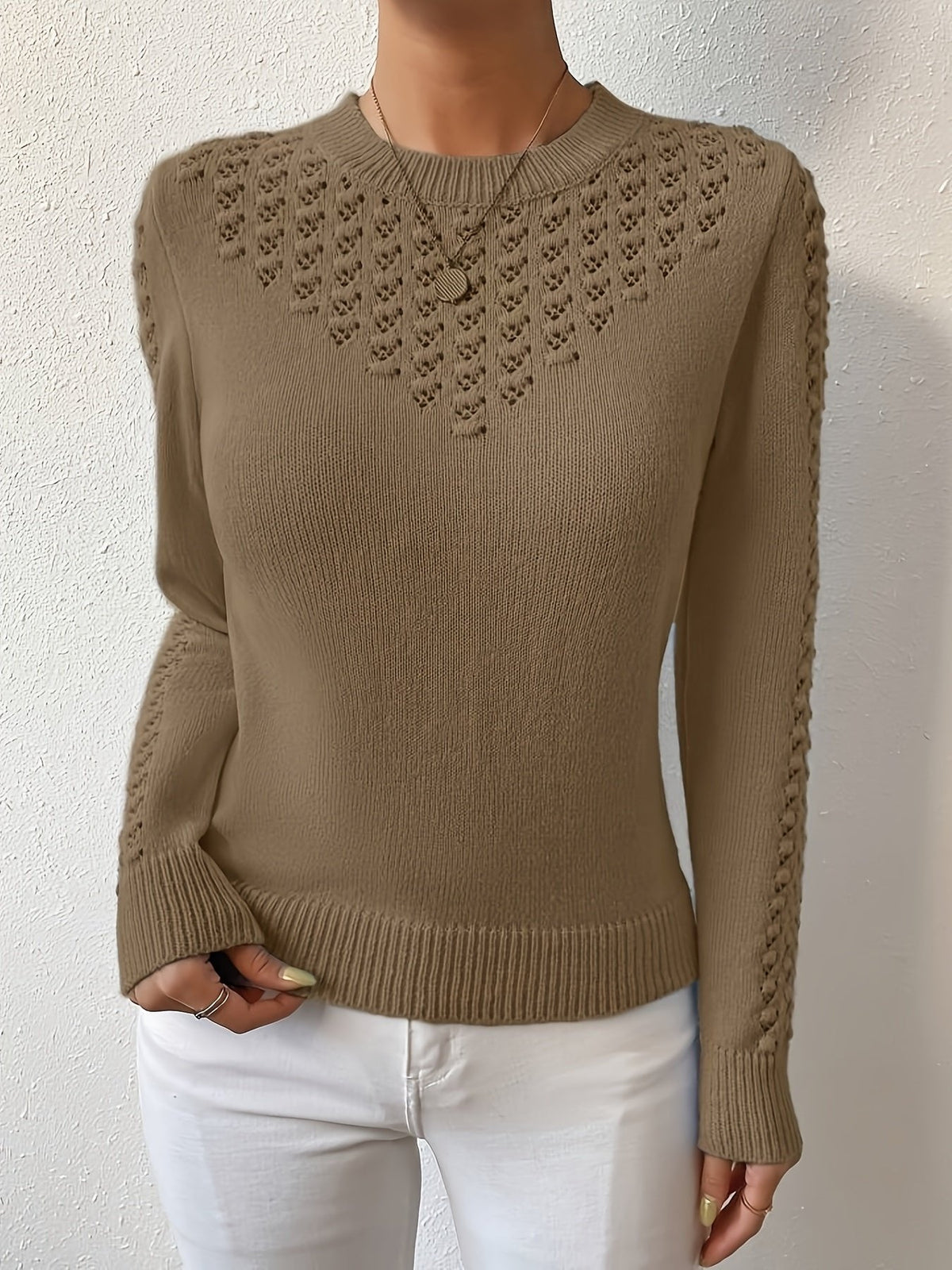 Strickpullover Damen | Pointelle-Muster & Weich