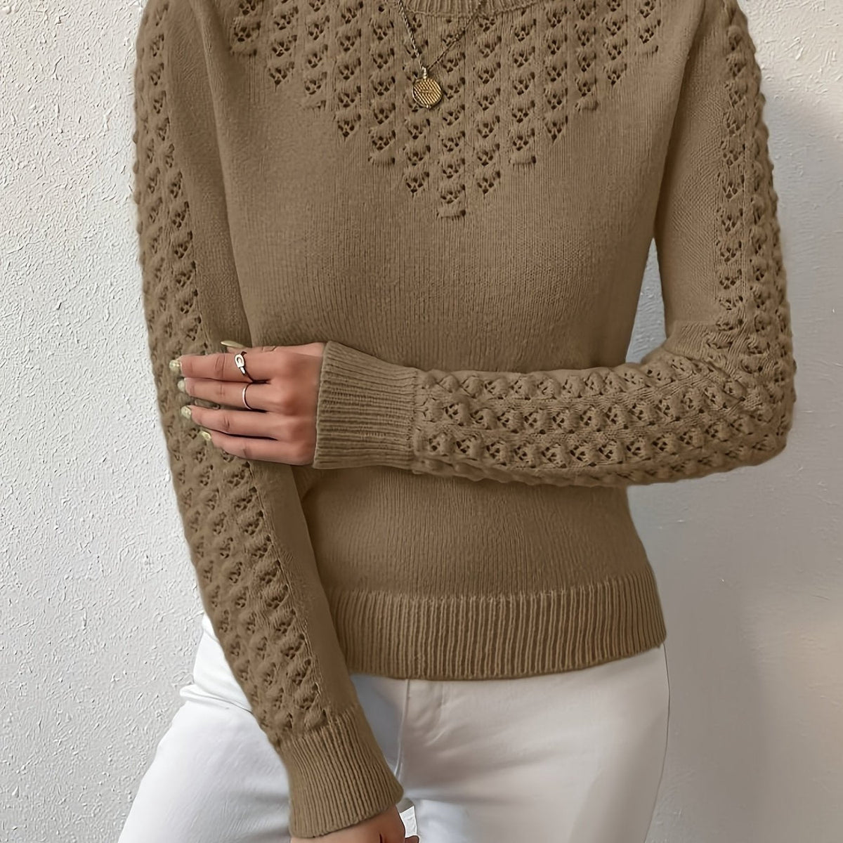 Strickpullover Damen | Pointelle-Muster & Weich