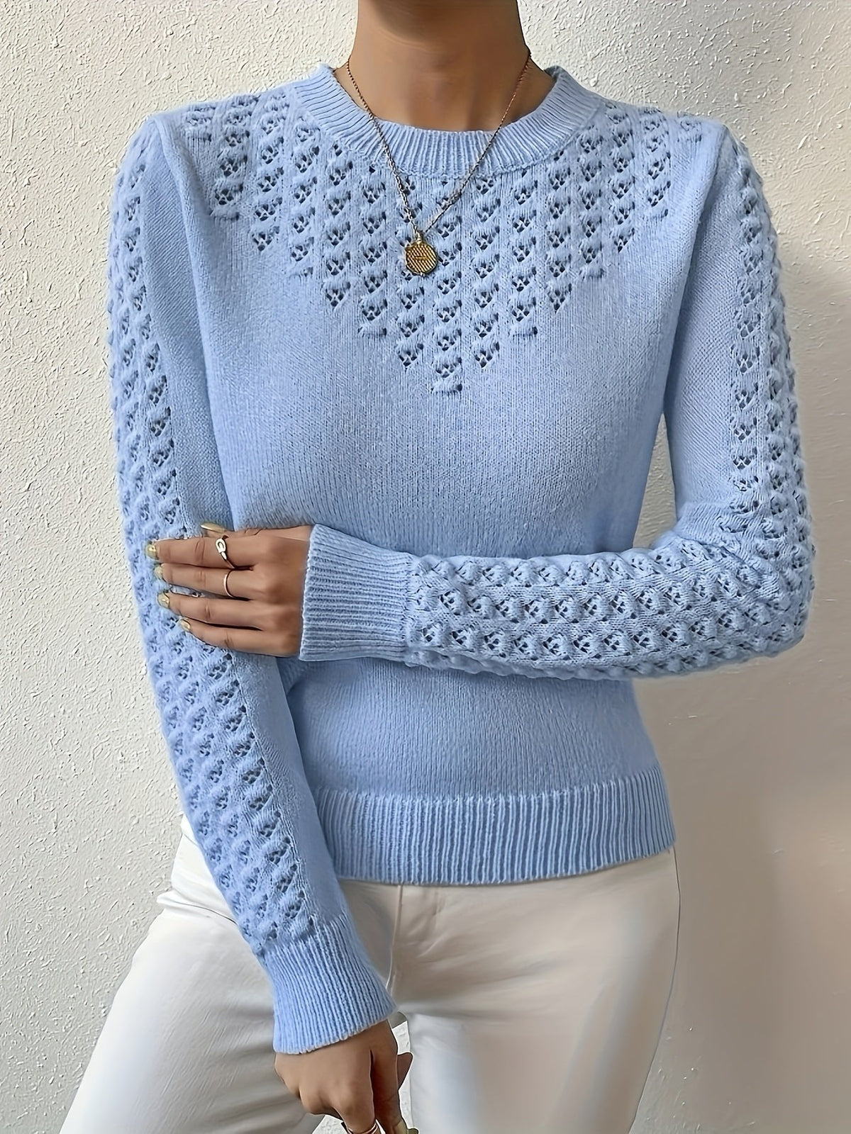 Strickpullover Damen | Pointelle-Muster & Weich