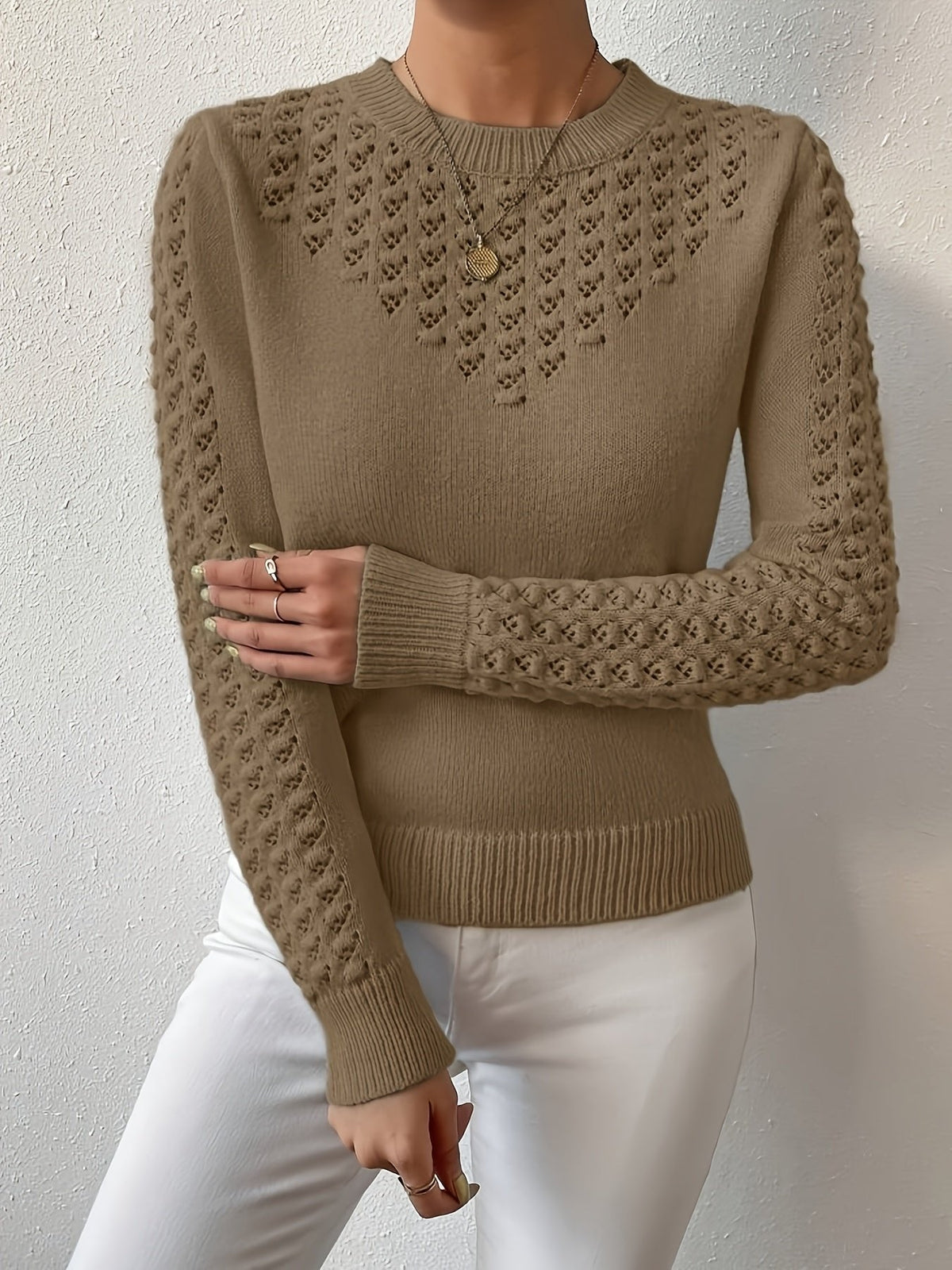 Strickpullover Damen | Pointelle-Muster & Weich