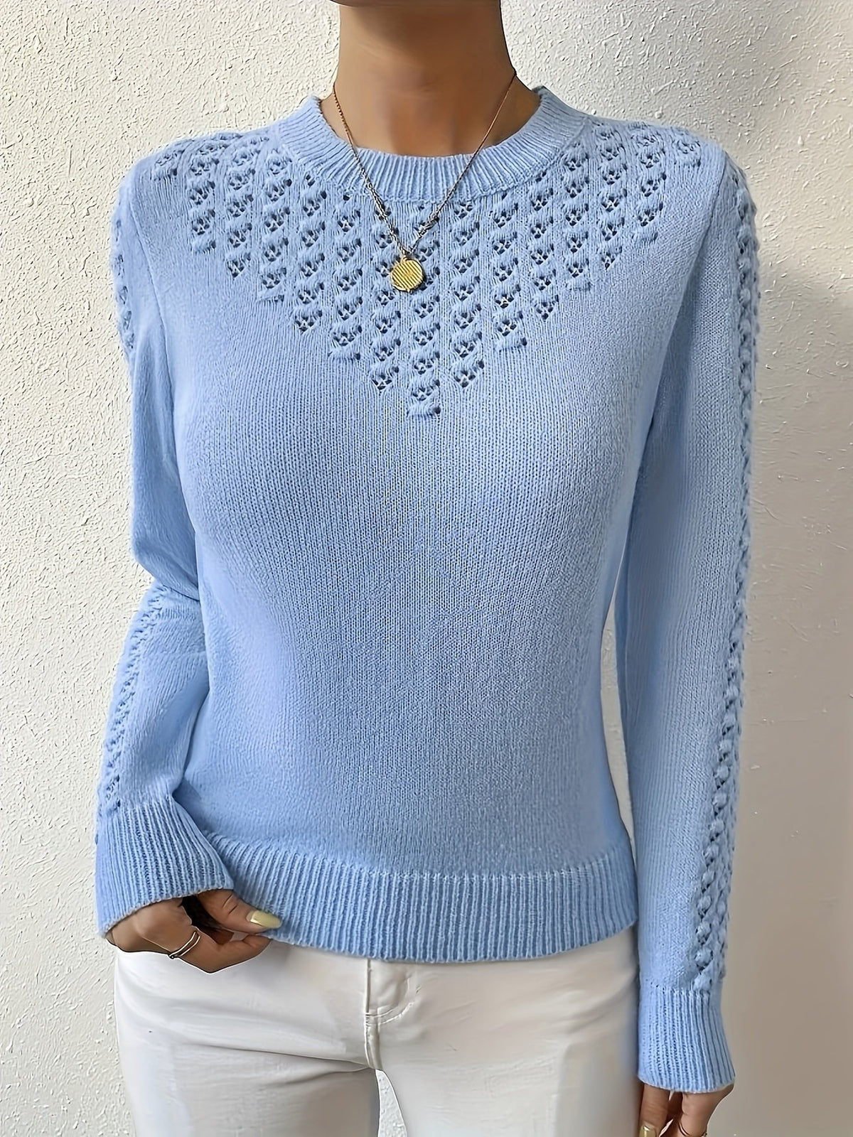 Strickpullover Damen | Pointelle-Muster & Weich