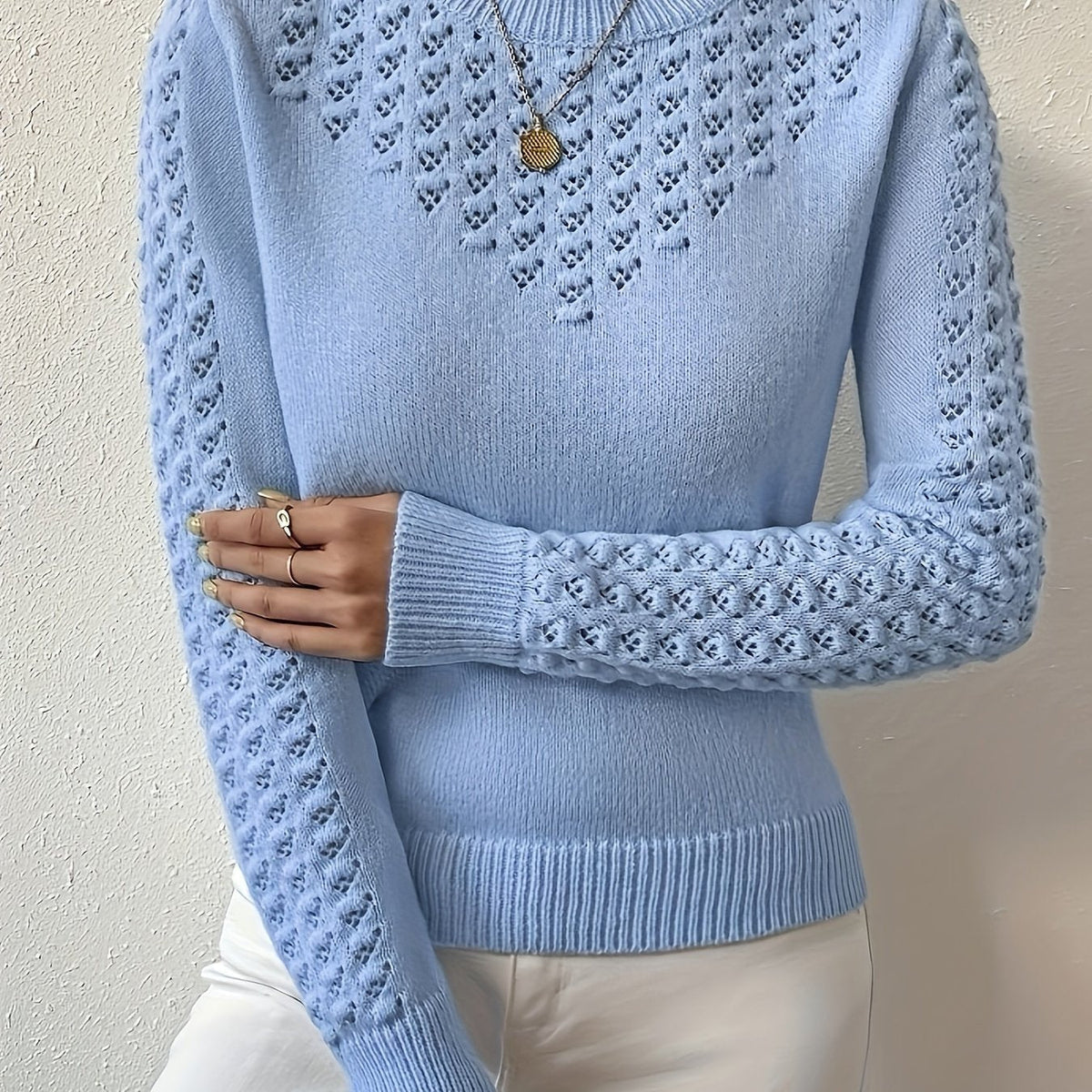 Strickpullover Damen | Pointelle-Muster & Weich