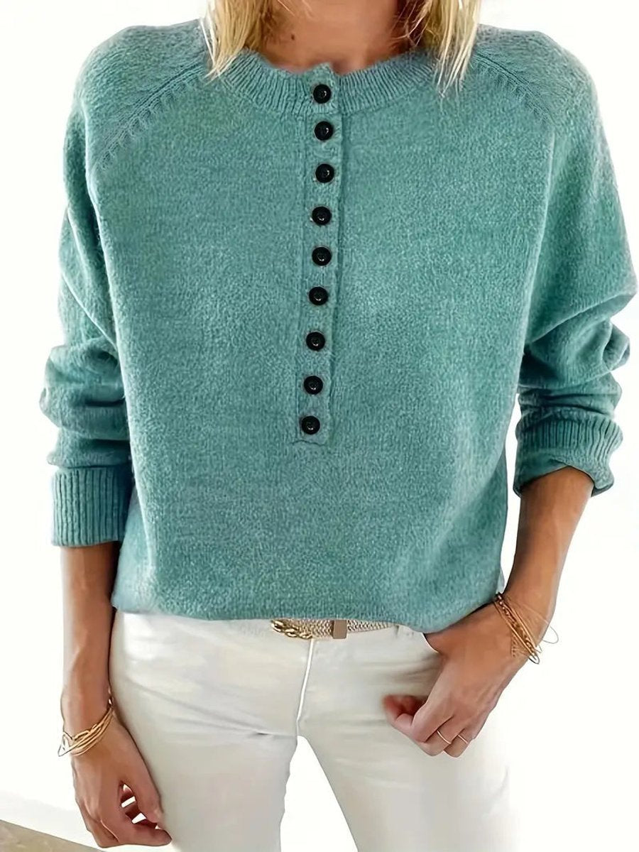 Strickpullover Damen | V-Ausschnitt & Knopfleiste