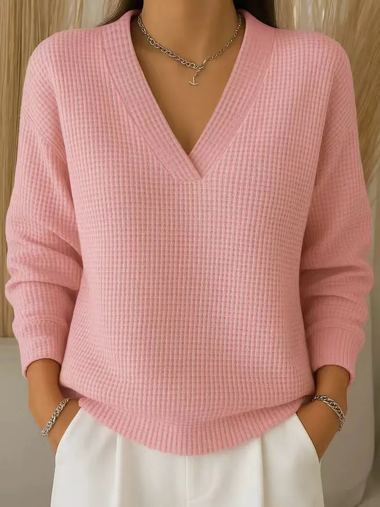 Strickpullover Damen | Waffelstrick & V-Ausschnitt 4