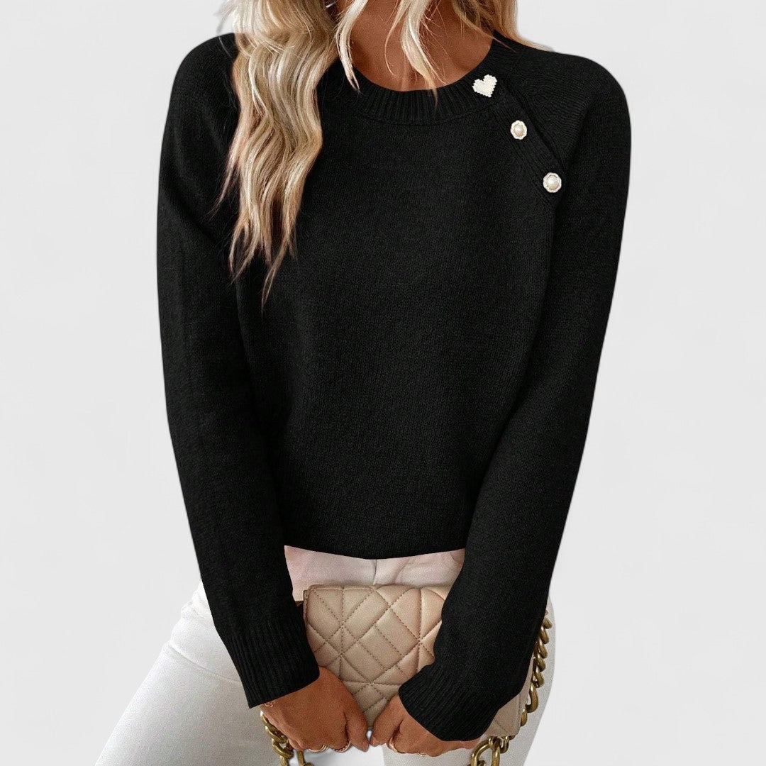 Strickpullover Damen | Zierknöpfe & Raglanärmel 1