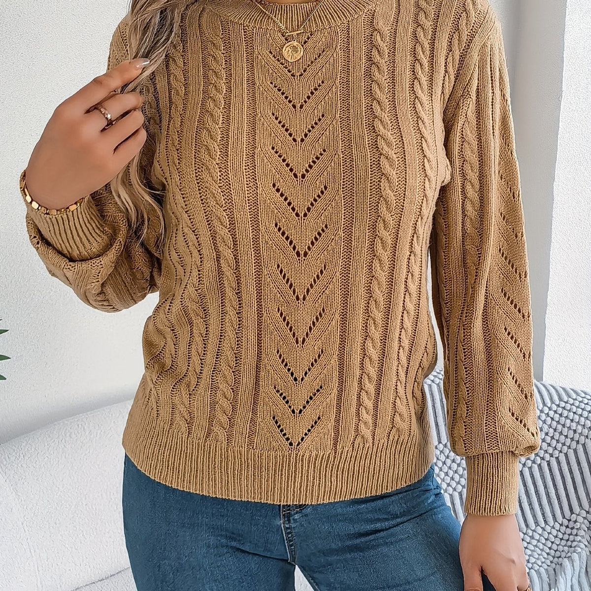 Strickpullover Damen | Zopfmuster & Weich