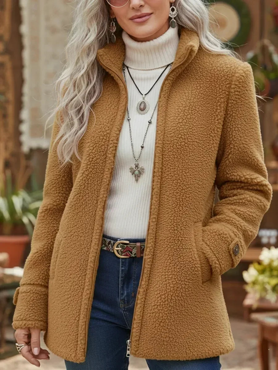 Teddyjacke Damen | Stehkragen & Flauschig Warm 3