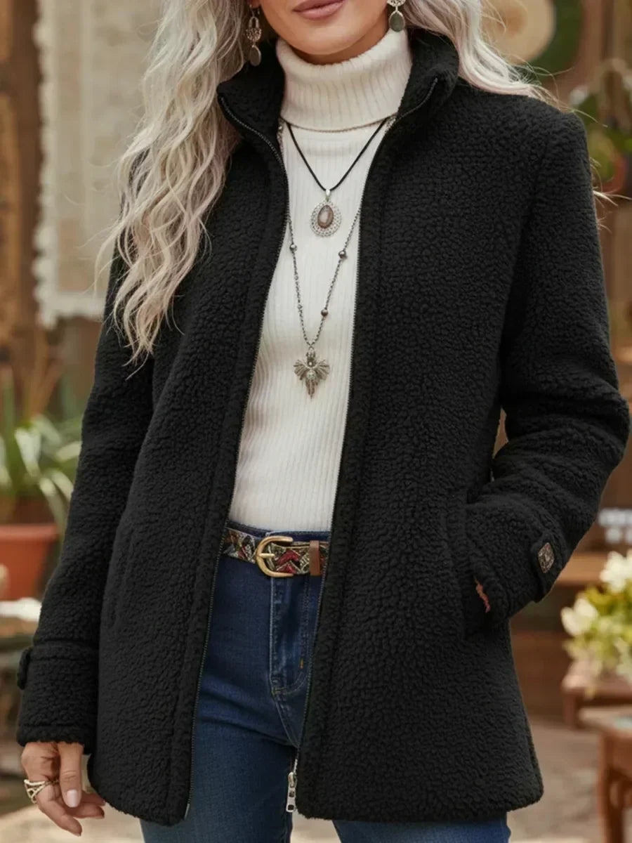 Teddyjacke Damen | Stehkragen & Flauschig Warm 4