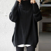 Thalia - Sort ensfarvet langærmet sweater