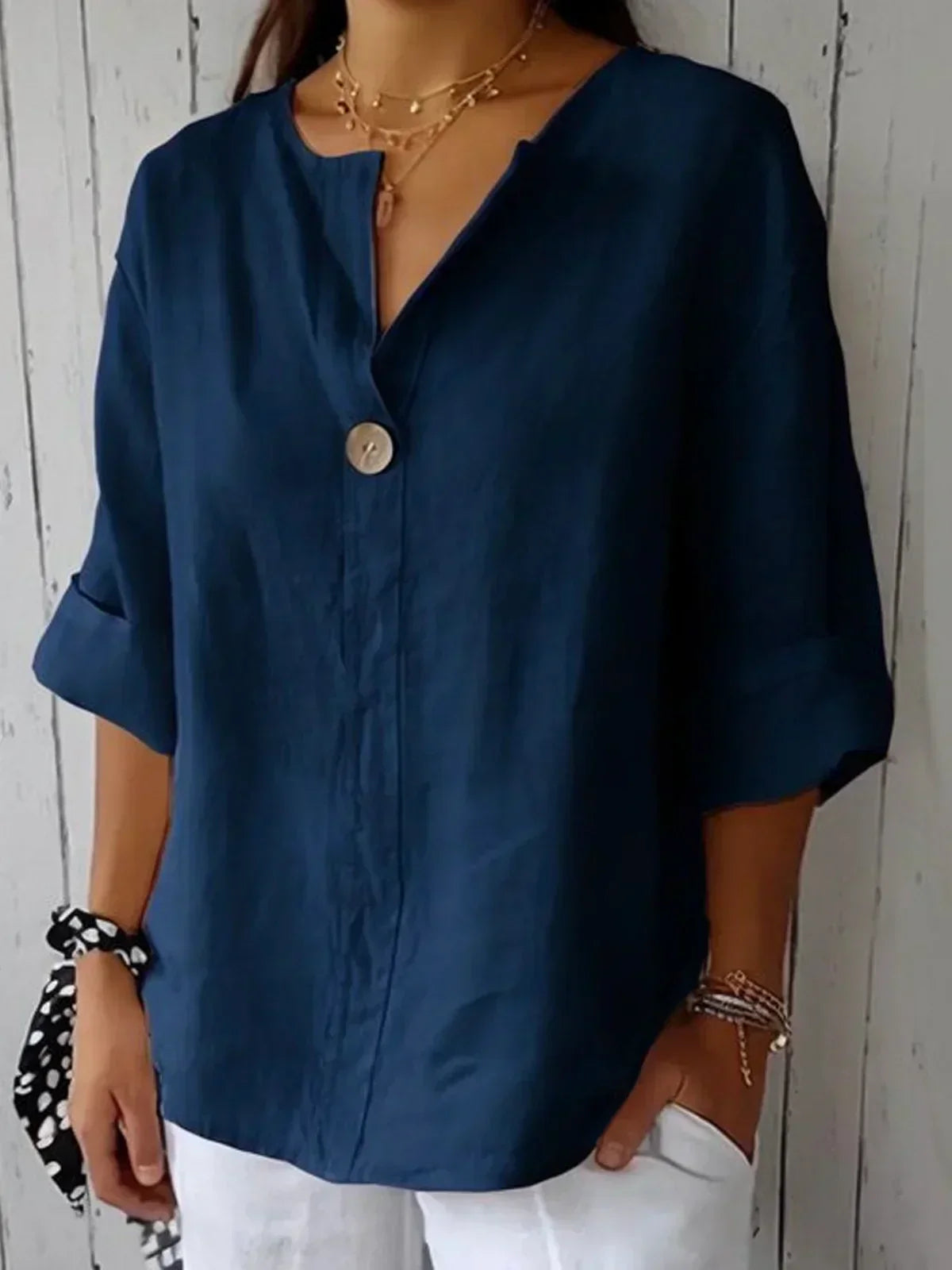 Top Damen | V-Ausschnitt & Locker-Eleganter Schnitt
