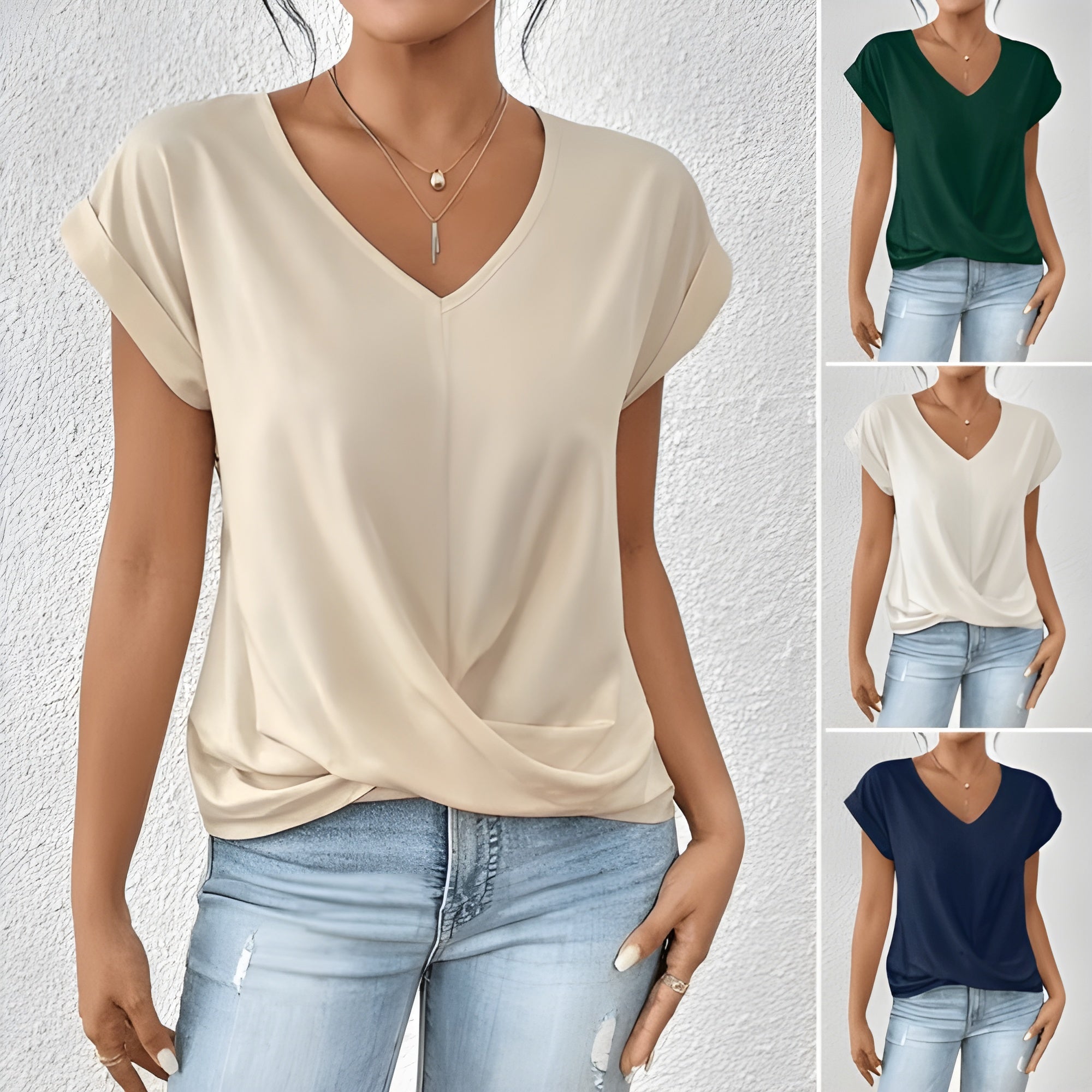 Top Damen V-Ausschnitt | Twist-Front für schmeichelnde Figur