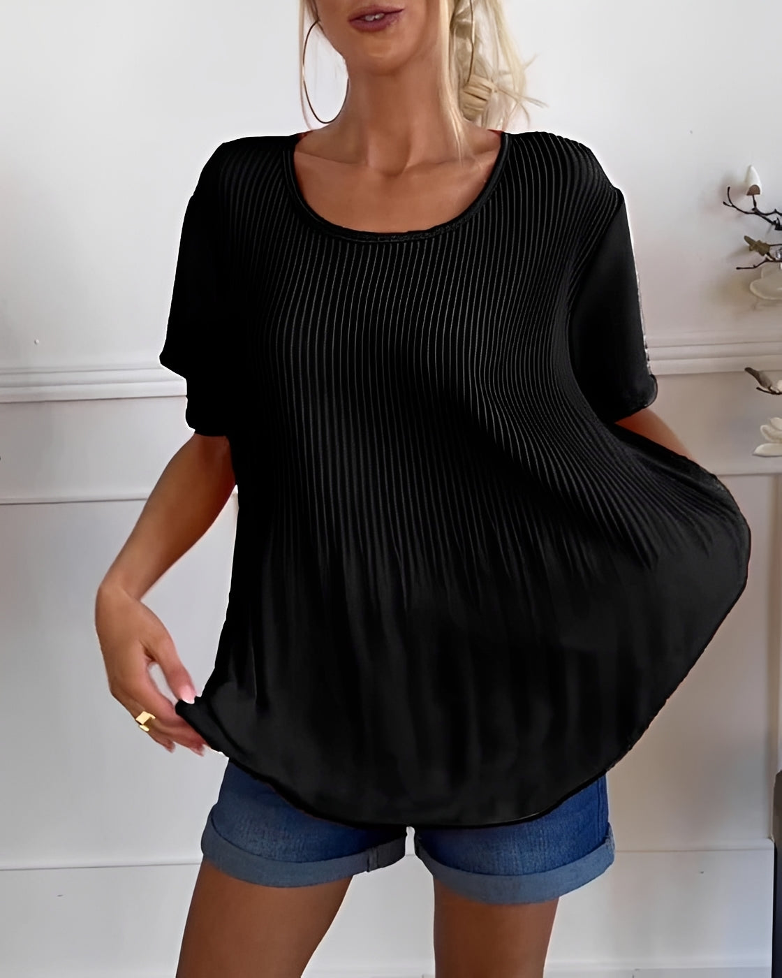 Top Damen mit Plissee-Struktur | Lässiger Oversize-Look für den Sommer