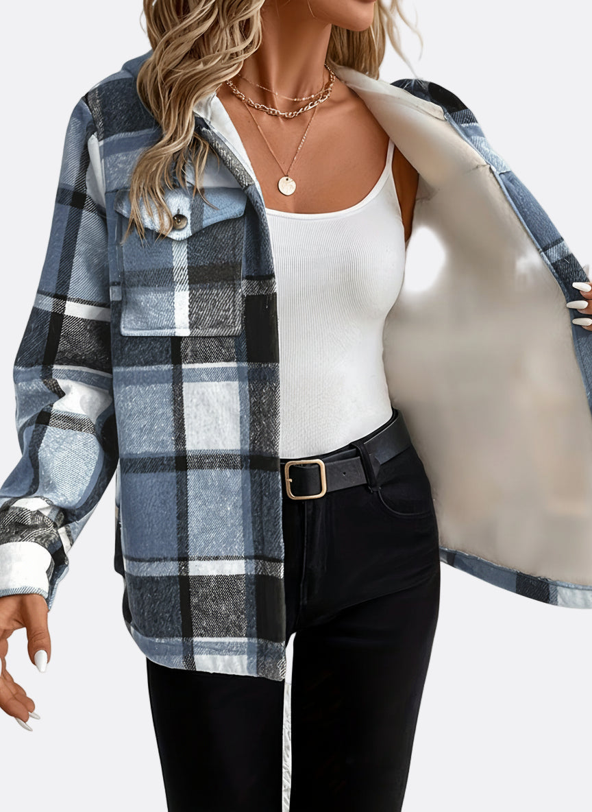 Übergangsjacke Damen | Hemdjacke Damen | Kapuze & Knöpfe für schnelle Wärme