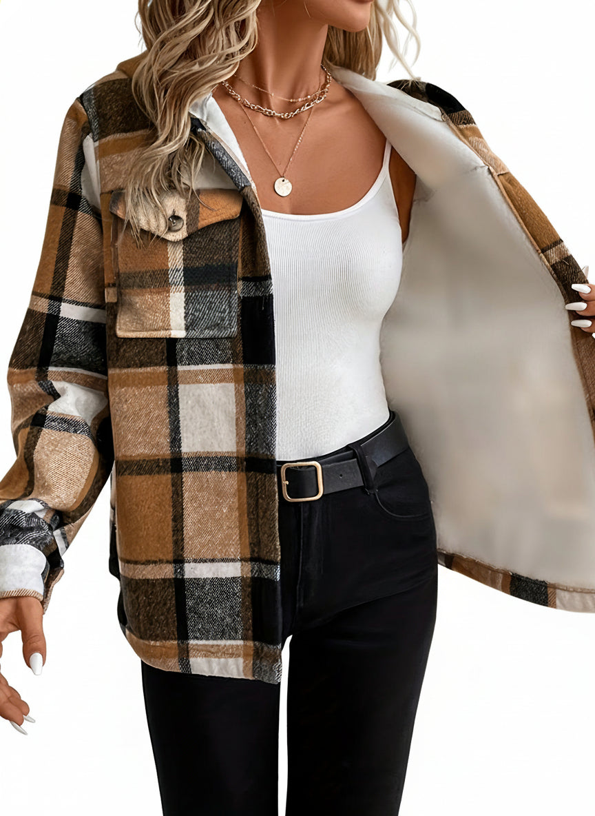 Übergangsjacke Damen | Hemdjacke Damen | Kapuze & Knöpfe für schnelle Wärme