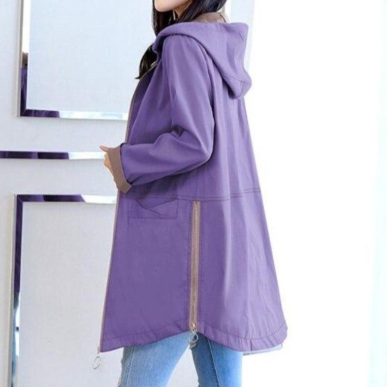 Übergangsjacke Damen | Regenjacke Damen | Kapuze & Zipper für taillierten Wetterschutz