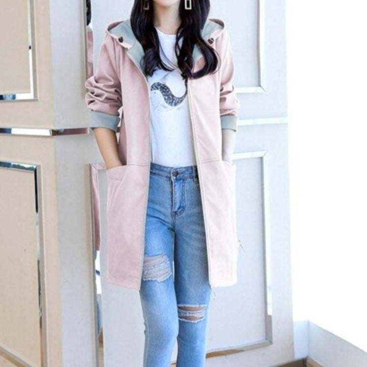 Übergangsjacke Damen | Regenjacke Damen | Kapuze & Zipper für taillierten Wetterschutz