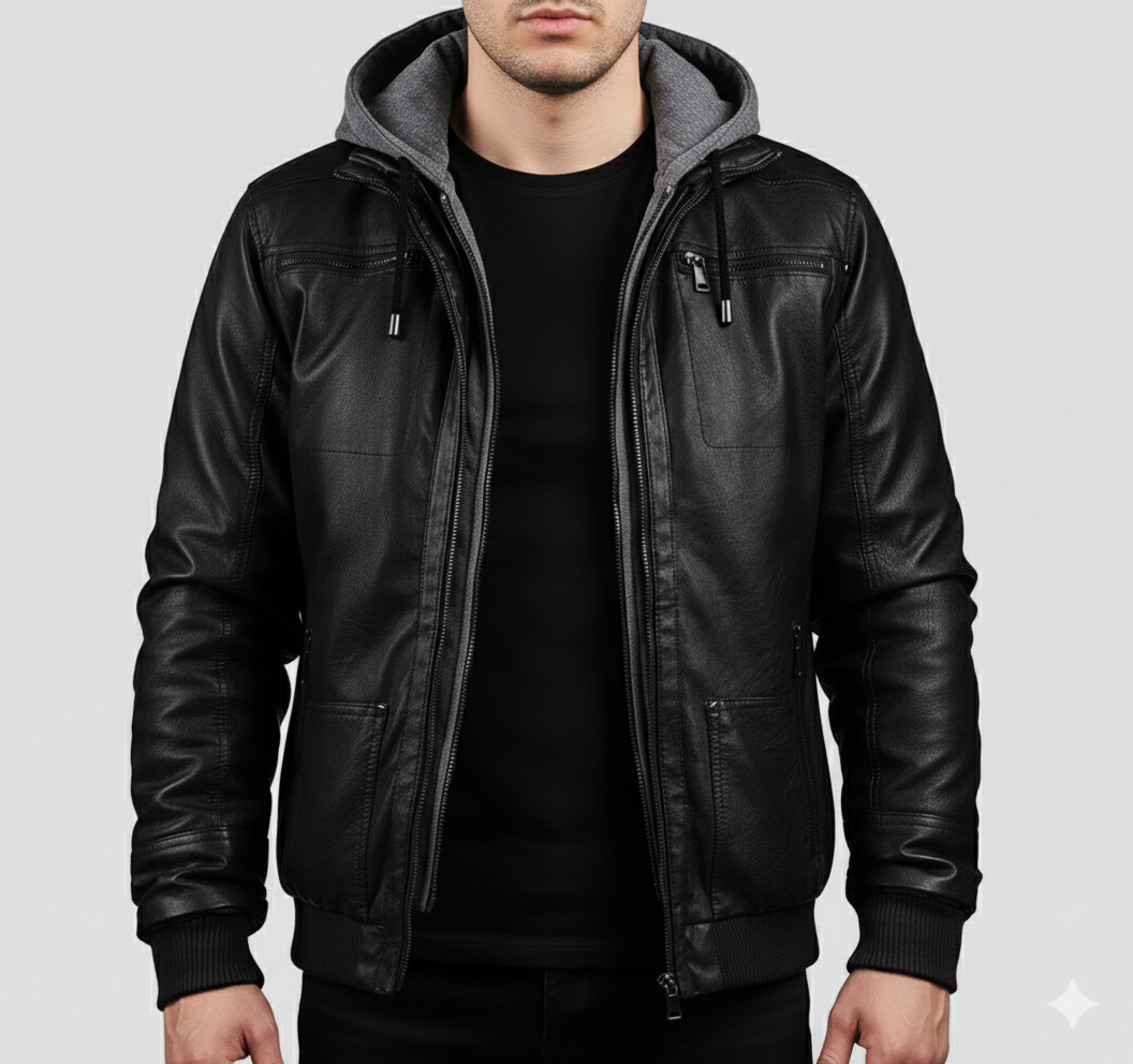 Übergangsjacke Herren | Bomberjacke Herren | Kapuzeneinsatz & sichere Reißverschlusstaschen