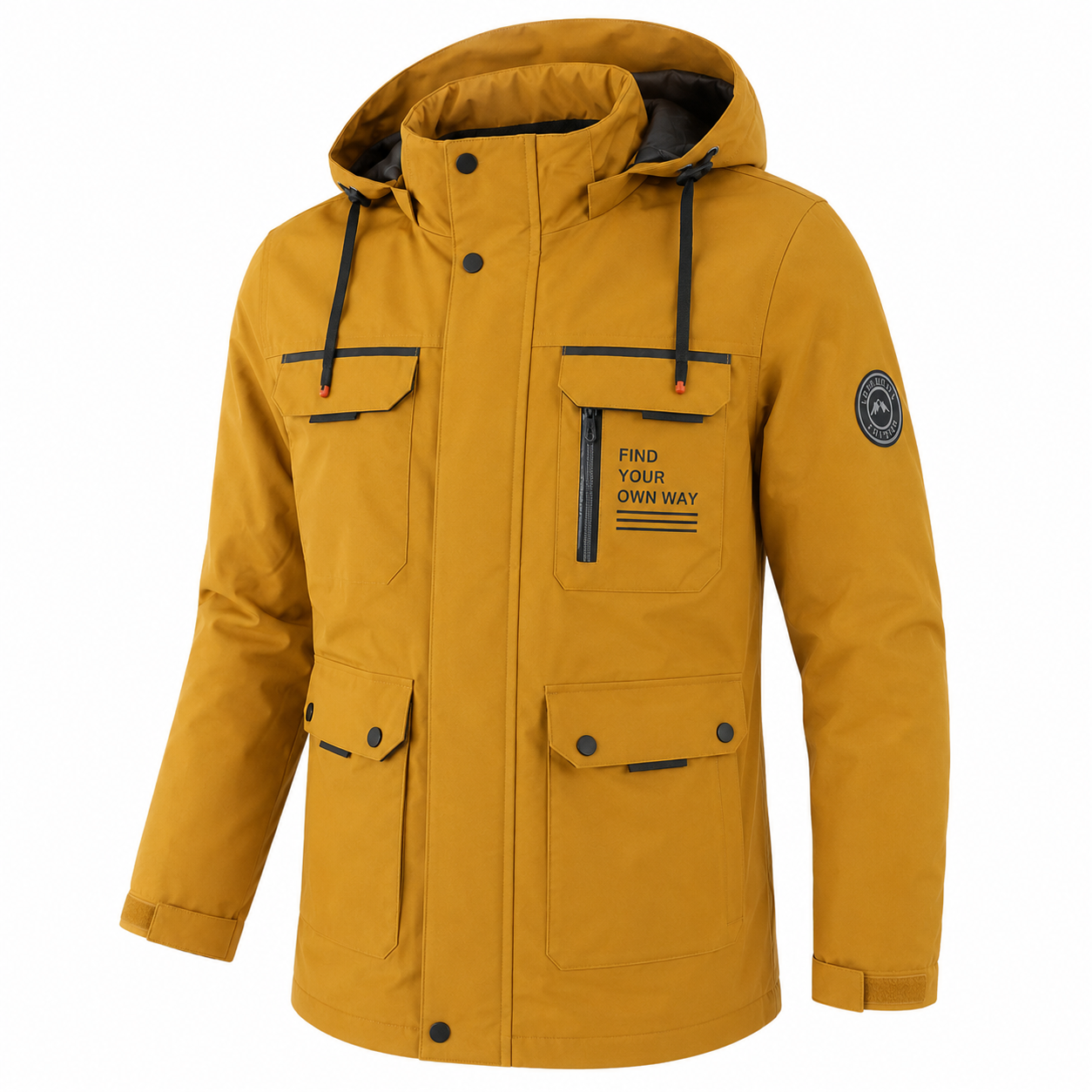 Übergangsjacke Herren | Steppjacke Herren mit Kapuze | Windschutz & große Taschen