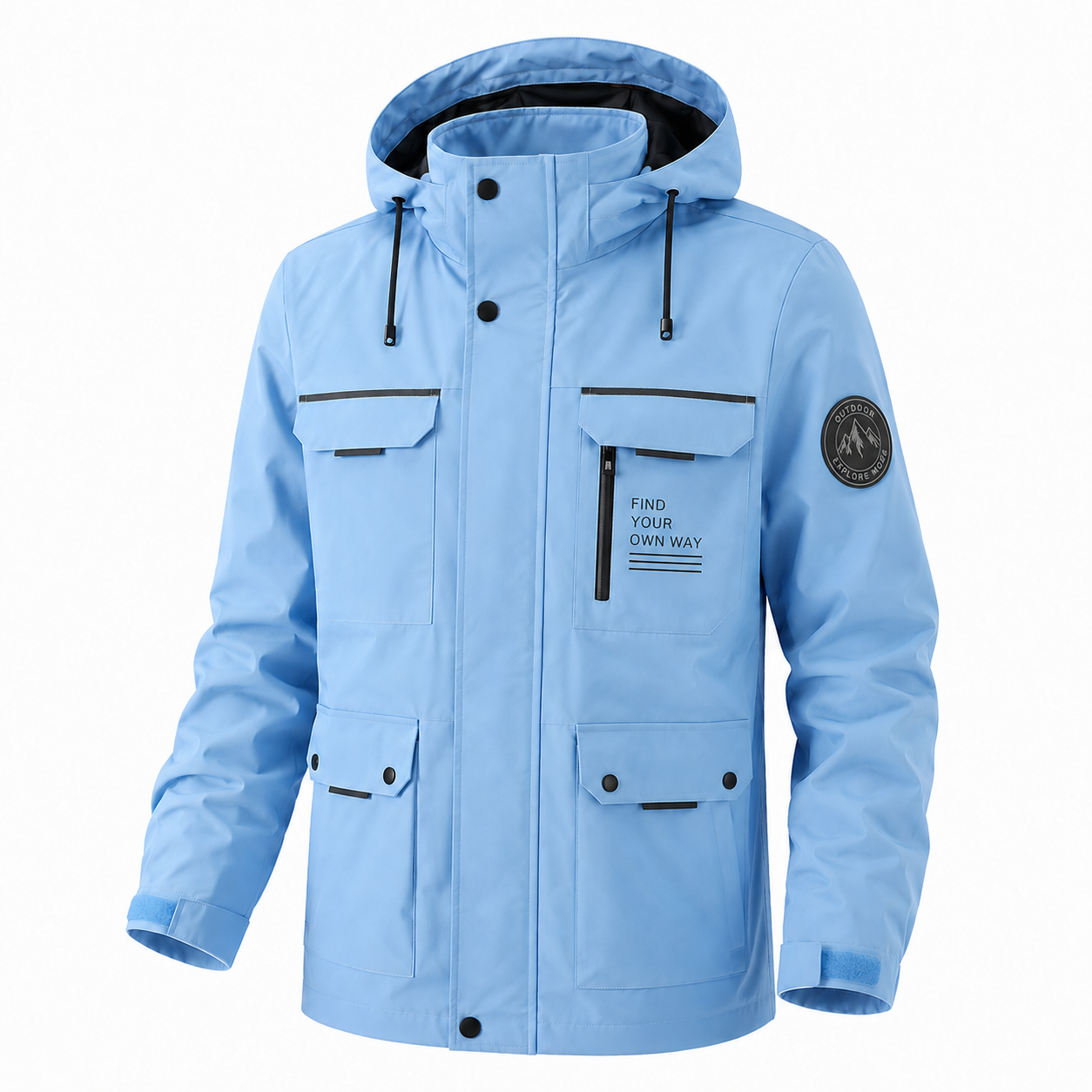Übergangsjacke Herren | Steppjacke Herren mit Kapuze | Windschutz & große Taschen