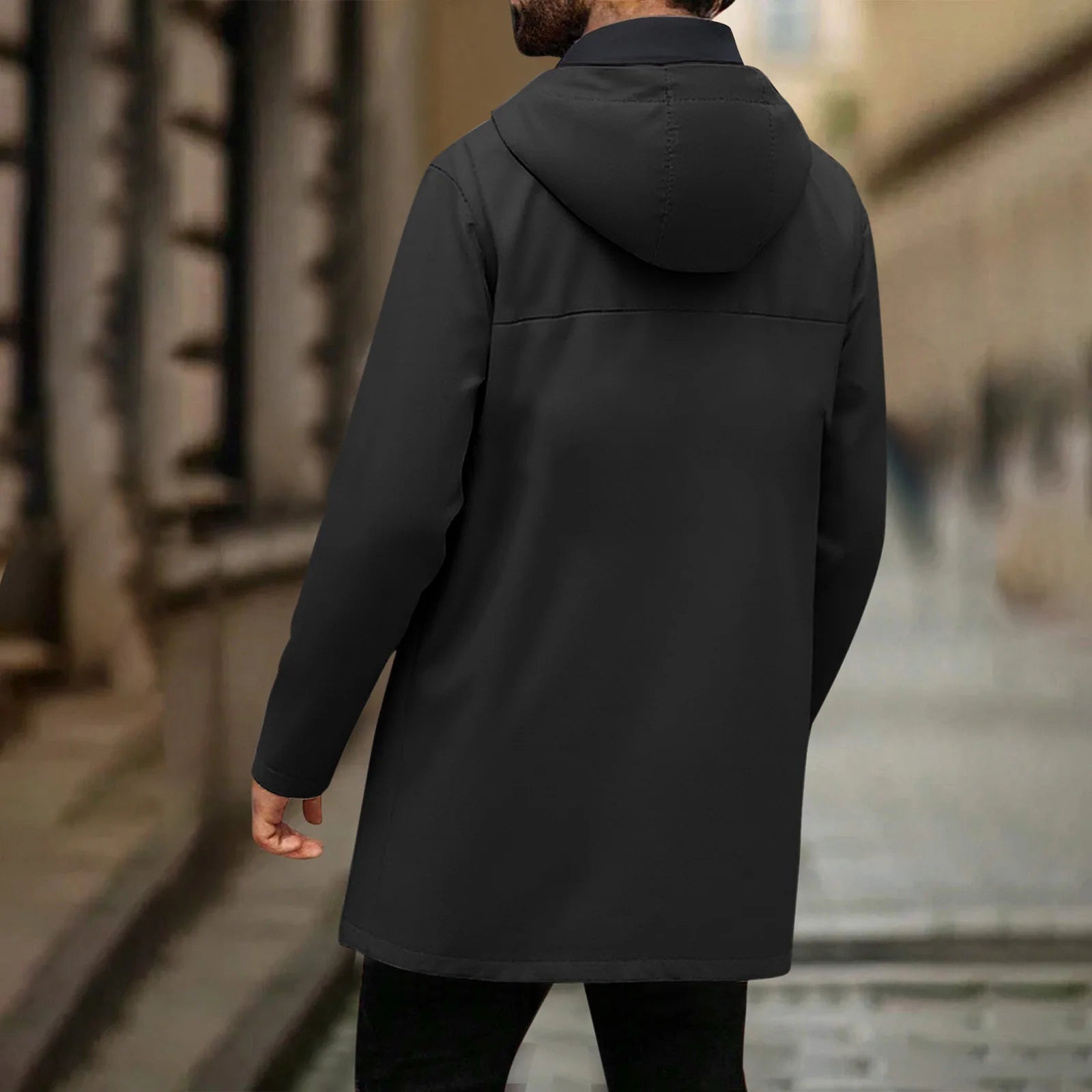 Übergangsjacke Herren | Trenchcoat Herren | Kapuze mit Kordelzug & Windschutz