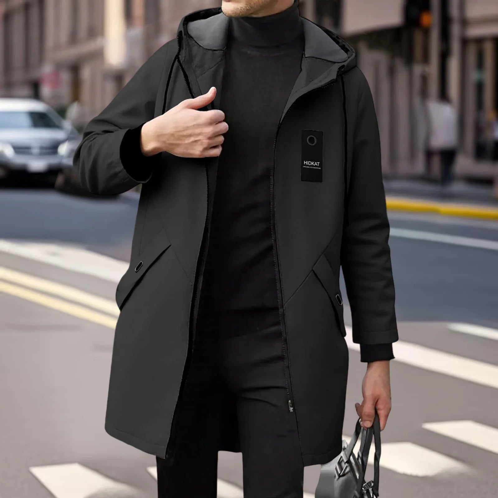 Übergangsjacke Herren | Trenchcoat Herren | Kapuze mit Kordelzug & Windschutz