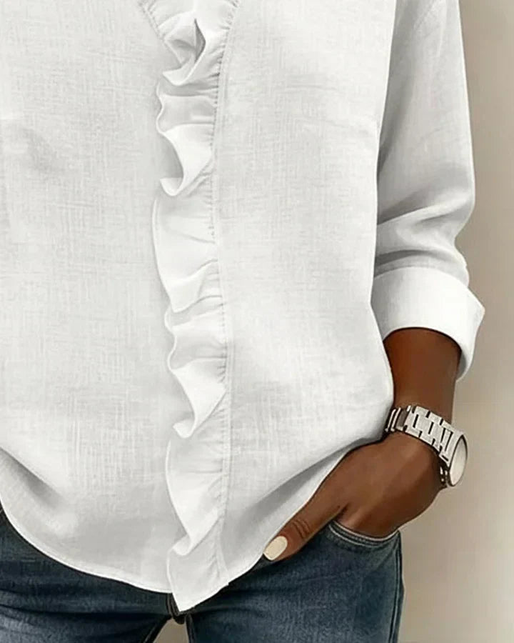 V-Ausschnitt Bluse Damen | Rüschen & Femininer Stil