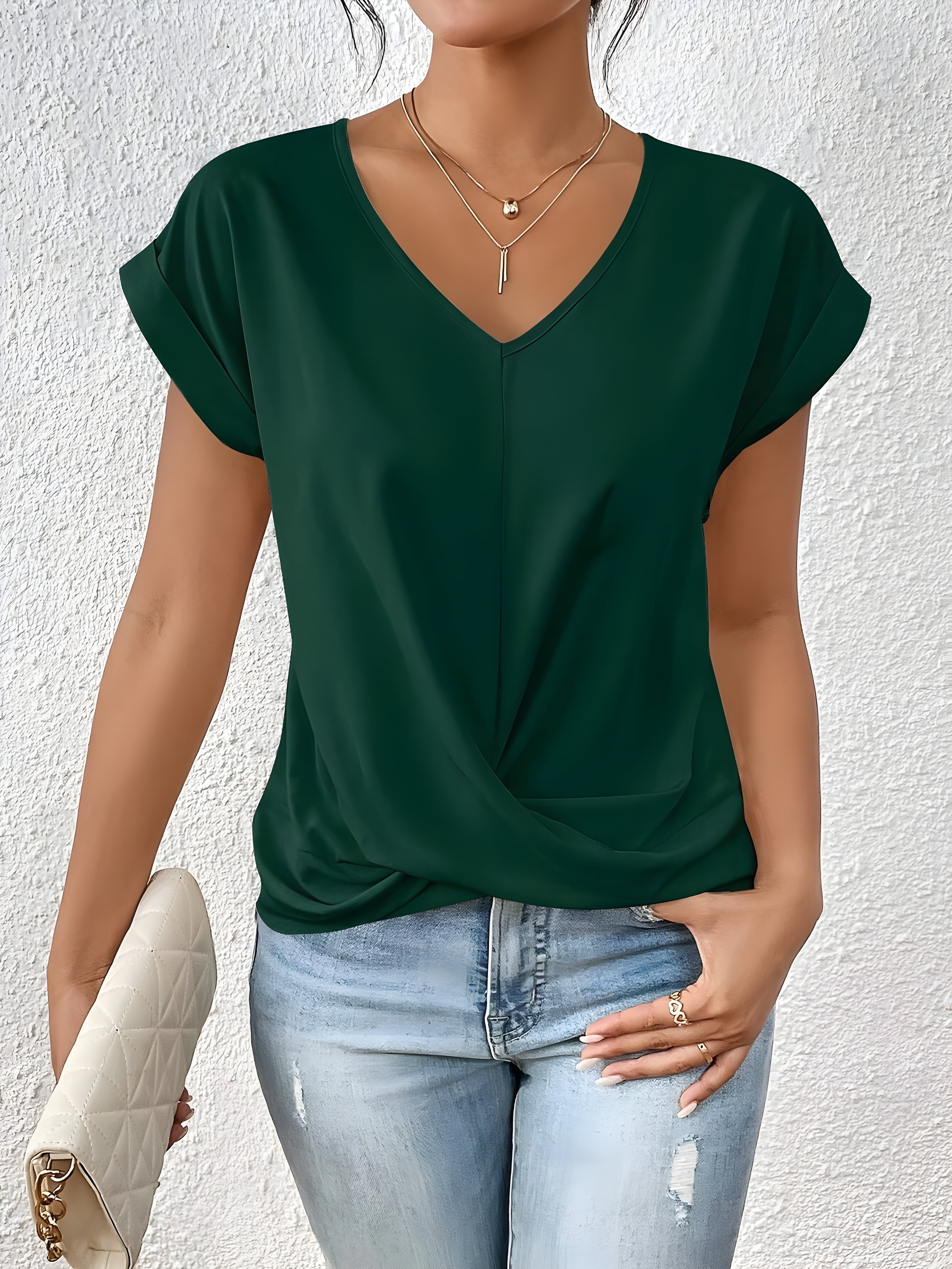 Valeria™ V-Ausschnitt Shirt mit Spitzenakzent 3