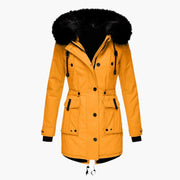 Damen Winterjacke Longline Design Lockere Passform Warm mit Kapuze